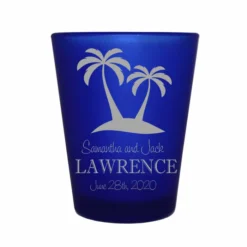 Coupon 😉 BarMan CUSTOMIZABLE - 1.5oz Blue Frosted Shot Glass - Palms 😀 -Barman Sales Store 5114 palms blue fr web1 700x700