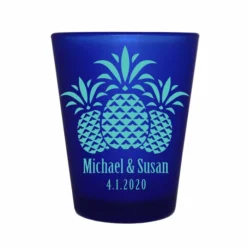 Discount 🎉 BarMan CUSTOMIZABLE - 1.5oz Blue Frosted Shot Glass - Pineapples 💯