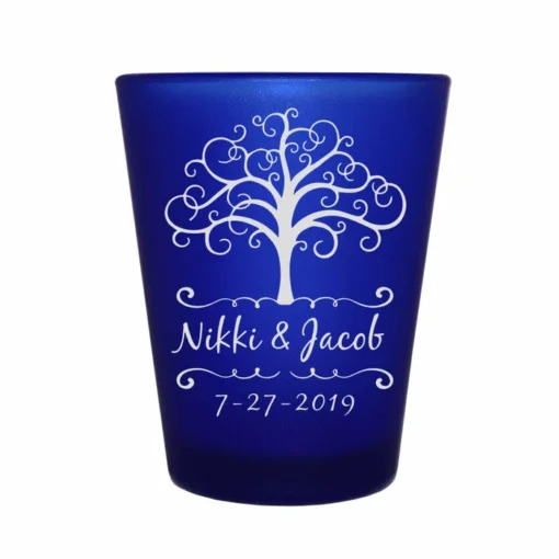 Best Sale 🎉 BarMan CUSTOMIZABLE - 1.5oz Blue Frosted Shot Glass - Tree Of Life 🤩 -Barman Sales Store 5114 tree blue fr web 700x700