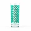 Outlet ⌛ BarMan BarConic® Collins Glass - Dark Green Retro Leaves Pattern - 9.5 Ounce 👍