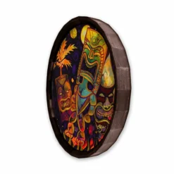 Coupon ⭐ BarMan Tiki Fire Night Wood Barrel Top Sign/Clock 👍 -Barman Sales Store BarrelTop SideAngledView BT KC BARR CB FIRE 700x700