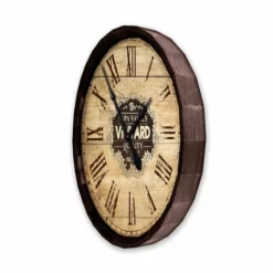 Best Pirce 👏 BarMan Large Vineyard Roman Numeral Wood Barrel Top Clock 😀 -Barman Sales Store BarrelTop SideAngledView LG BARR CLOCK ROMANwithClockB 700x700