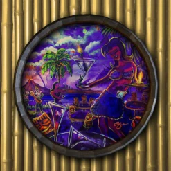 Flash Sale ❤️ BarMan Tiki Drink Wood Barrel Top Sign/Clock 🛒 -Barman Sales Store BarrelTop StraightFlatView BT KC BARR CB DRNK 700x700