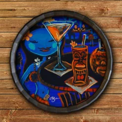 Best Pirce ⌛ BarMan Blue Hula Wood Barrel Top Sign/Clock 🤩 -Barman Sales Store BarrelTop StraightFlatView BT KC BARR CB HULA 700x700