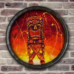 New ⌛ BarMan Tiki Hot Lava Wood Barrel Top Sign/Clock 🤩 -Barman Sales Store BarrelTop StraightFlatView BT KC BARR CB LAVA 700x700