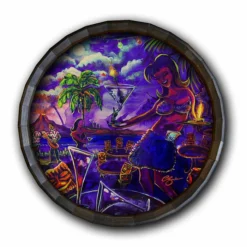 Flash Sale ❤️ BarMan Tiki Drink Wood Barrel Top Sign/Clock 🛒 -Barman Sales Store BarrelTop StraightFlatView 0000 BT KC BARR CB DRNK 700x700