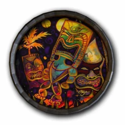 Coupon ⭐ BarMan Tiki Fire Night Wood Barrel Top Sign/Clock 👍 -Barman Sales Store BarrelTop StraightFlatView 0014 BT KC BARR CB FIRE 700x700