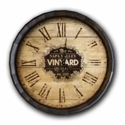 Best Pirce 👏 BarMan Large Vineyard Roman Numeral Wood Barrel Top Clock 😀
