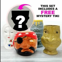 Best reviews of 😀 BarMan Tiki Mug Drinkware Pack - Stranded Island - Set Of 4 + FREE Mystery Tiki 😉