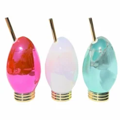 Budget ๐ BarMan ๐
Christmas Light Bulb Novelty Cups W/Lids & Straws - Set Of 3 - 12 Oz. โค๏ธ