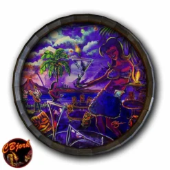 Flash Sale ❤️ BarMan Tiki Drink Wood Barrel Top Sign/Clock 🛒