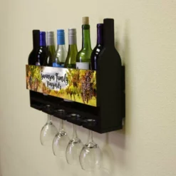 Deals 🎁 BarMan CUSTOMIZABLE Wall Mounted Wine Bottle & Glass Hanging Shelf W/ Vineyard Plaque 😉 -Barman Sales Store Wine Bottle Glass Plaque 3 7961c662 7a5e 47b0 887b 0c892a51859c 700x700