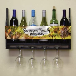 Deals 🎁 BarMan CUSTOMIZABLE Wall Mounted Wine Bottle & Glass Hanging Shelf W/ Vineyard Plaque 😉 -Barman Sales Store Wine Bottle Glass Plaque 5 1e1aad22 326a 4fef a9ab 080c6bf724f1 700x700