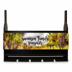 Deals 🎁 BarMan CUSTOMIZABLE Wall Mounted Wine Bottle & Glass Hanging Shelf W/ Vineyard Plaque 😉