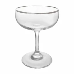 Hot Sale 🌟 BarMan BarConic® Glassware - Silver Rimmed Coupe Cocktail Glass - 7 Oz 🎁
