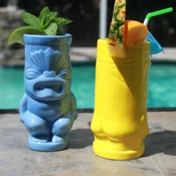 Promo 🤩 BarMan BarConic® 12 Oz Tiki Drinkware – Yellow ⌛ -Barman Sales Store blue yellow tiki butt mugs pool 3 700x700