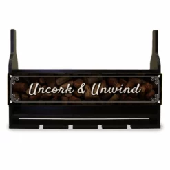 Best deal 🎁 BarMan Wall Mounted Wine Bottle & Glass Hanging Shelf W/ Uncork & Unwind Plaque 🔔