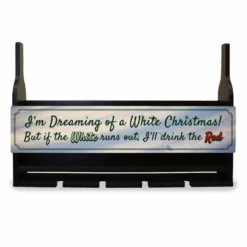 Discount 🤩 BarMan Wall Mounted Wine Bottle & Glass Hanging Shelf W/ White 🎅 Christmas Plaque 👍