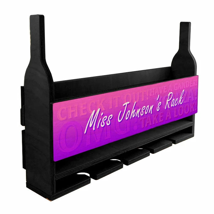 Outlet 🤩 BarMan CUSTOMIZABLE Wall Mounted Wine Bottle & Glass Hanging Shelf W/ Fun Pink Plaque 😉 3 Outlet 🤩 BarMan CUSTOMIZABLE Wall Mounted Wine Bottle & Glass Hanging Shelf W/ Fun Pink Plaque 😉 - Image 3
