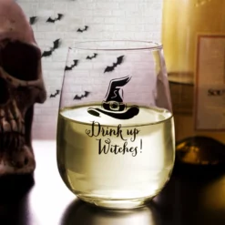 Best Sale 🎁 BarMan Drink Up Witches 🦇 Halloween Stemless Wine Glass 😀 -Barman Sales Store drink up witches halloween wine glasses party 700x700