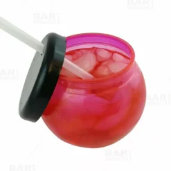 Wholesale ✨ BarMan BarConic® Pink Fishbowl Plastic Drinkware - 20 Ounce - With Lid And Straw 👍 -Barman Sales Store dw fbwlid pink20 800 white bg liquid bpc 700x700