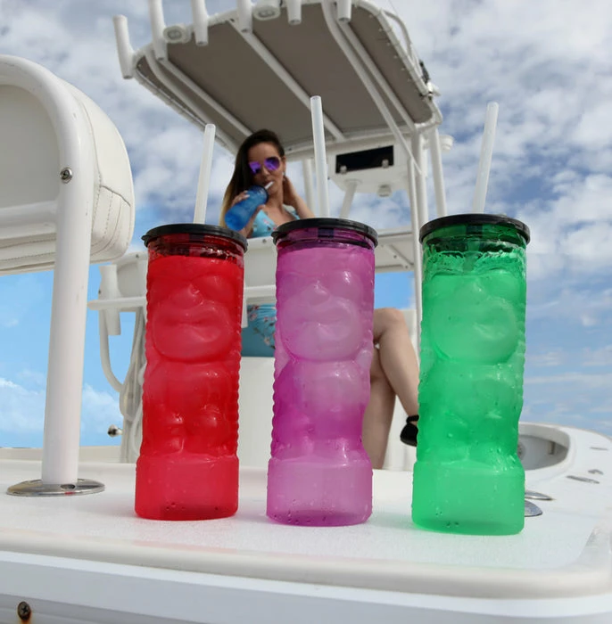 Flash Sale 😀 BarMan BarConic® Drinkware - Red Plastic Tiki Cup W/ Lid And Straw - 24 Ounce 🧨 3 Flash Sale 😀 BarMan BarConic® Drinkware - Red Plastic Tiki Cup W/ Lid And Straw - 24 Ounce 🧨 - Image 3