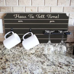 Best Pirce ✨ BarMan "How To Tell Time" Coffee Mug And Wine Glass Holder - Painted Background (Multiple Color Options) 🎉