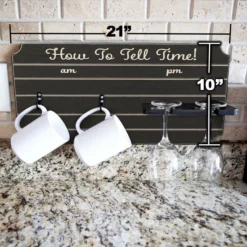 Best Pirce ✨ BarMan "How To Tell Time" Coffee Mug And Wine Glass Holder - Painted Background (Multiple Color Options) 🎉 -Barman Sales Store how to tell time mug wine glass holder sign rack painted size dimensions 700x700