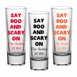 Coupon 👍 BarMan CUSTOMIZABLE - 2oz Tall Clear Shot Glass - 🧛 Halloween- Say Boo And Scary On 💯
