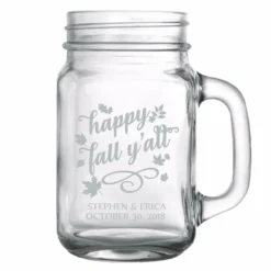 Hot Sale 🔥 BarMan CUSTOMIZABLE - 16oz Mason Jar With Handle - Happy Fall Y'all ✨
