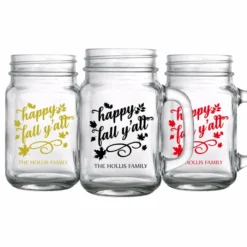 Hot Sale 🔥 BarMan CUSTOMIZABLE - 16oz Mason Jar With Handle - Happy Fall Y'all ✨ -Barman Sales Store lg gw m16 fall ayn custom fall yall mason jar 3 700x700