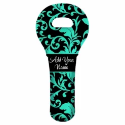 New 👏 BarMan ADD YOUR NAME Wine Totes - Floral Pattern - Several Design Options 🎁 -Barman Sales Store lg wt 67 floral custom floral pattern wine totes teal 2 700x700