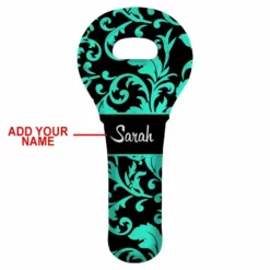 New 👏 BarMan ADD YOUR NAME Wine Totes - Floral Pattern - Several Design Options 🎁 -Barman Sales Store lg wt 67 floral custom floral pattern wine totes teal hot to 700x700