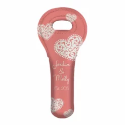 Deals 💯 BarMan ADD YOUR NAME Wine Totes - Heart Pattern - Several Color Options ✔️ -Barman Sales Store lg wt 67 hearts add your name custom wine bottle tote coral 700x700