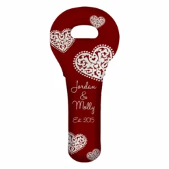 Deals 💯 BarMan ADD YOUR NAME Wine Totes - Heart Pattern - Several Color Options ✔️ -Barman Sales Store lg wt 67 hearts add your name custom wine bottle tote red 700x700