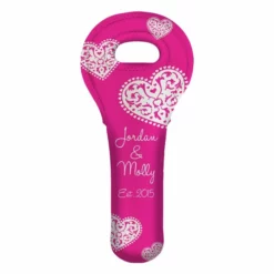 Deals 💯 BarMan ADD YOUR NAME Wine Totes - Heart Pattern - Several Color Options ✔️ -Barman Sales Store lg wt 67 hearts add your name custom wine bottle totes pink 1 700x700