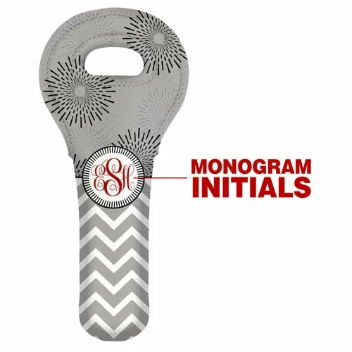 Buy ⭐ BarMan CUSTOMIZABLE Wine Tote - Monogram Design - Gray Sunburst // Chevron 🧨 2 Buy ⭐ BarMan CUSTOMIZABLE Wine Tote - Monogram Design - Gray Sunburst // Chevron 🧨 - Image 2