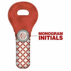 Budget 😍 BarMan CUSTOMIZABLE Wine Tote - Monogram Design - Red Sunburst // Lattice Pattern 🎉 -Barman Sales Store lg wt 67 mono sunburst red 1 700x700
