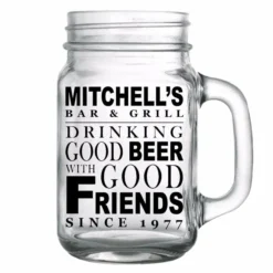 Best Pirce 😍 BarMan CUSTOMIZABLE - 16oz Mason Jar With Handle - Good Beer, Good Friends 😉