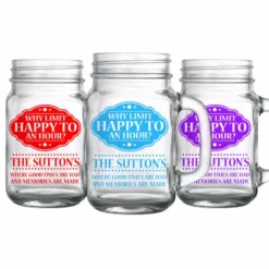 Hot Sale 🔔 BarMan CUSTOMIZABLE - 16oz Mason Jar With Handle - Happy Hour 🛒 5 Hot Sale 🔔 BarMan CUSTOMIZABLE - 16oz Mason Jar With Handle - Happy Hour 🛒 -Barman Sales Store mason jars 16oz happy web 5 700x700