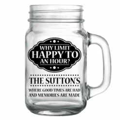 Hot Sale 🔔 BarMan CUSTOMIZABLE - 16oz Mason Jar With Handle - Happy Hour 🛒