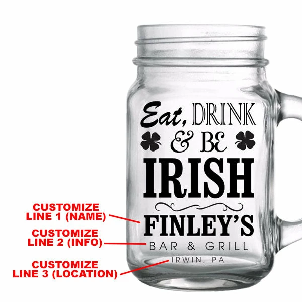 Flash Sale 👍 BarMan CUSTOMIZABLE - 16oz Mason Jar With Handle - Irish 👏 2 Flash Sale 👍 BarMan CUSTOMIZABLE - 16oz Mason Jar With Handle - Irish 👏 - Image 2