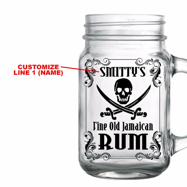 Budget 😉 BarMan CUSTOMIZABLE - 16oz Mason Jar With Handle - Rum 🌟 2 Budget 😉 BarMan CUSTOMIZABLE - 16oz Mason Jar With Handle - Rum 🌟 - Image 2