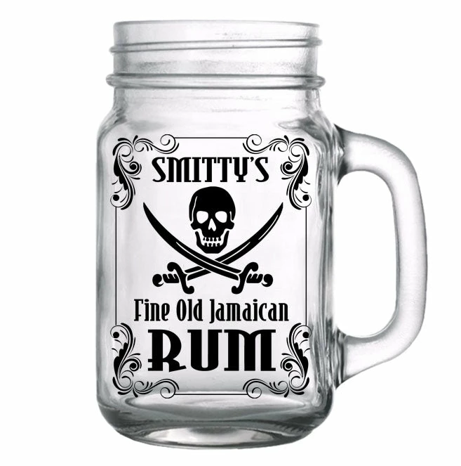 Budget 😉 BarMan CUSTOMIZABLE - 16oz Mason Jar With Handle - Rum 🌟 1 Budget 😉 BarMan CUSTOMIZABLE - 16oz Mason Jar With Handle - Rum 🌟