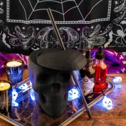 Cheapest 💯 BarMan Skull Cup W/lid & Straw - 22 Ounce (Color Options) 😉 -Barman Sales Store matte black skull scene2 700x700