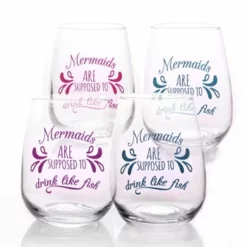 Wholesale 🔔 BarMan Mermaids Are Supposed To Drink Like Fish Stemless Wine Glasses ✔️