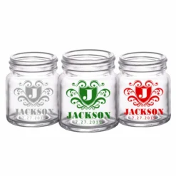 Wholesale 🎁 BarMan CUSTOMIZABLE - 2oz Clear Mini Mason Jar Shot Glass - Crest (Version 3) 🤩 -Barman Sales Store mini mason crest 2 web trio 700x700