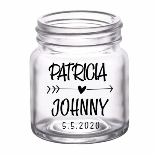 Best Sale 🥰 BarMan CUSTOMIZABLE - 2oz Clear Mini Mason Jar Shot Glass - Heart Arrow ⌛ -Barman Sales Store mini mason heart arrow web 700x700
