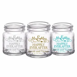Deals 😍 BarMan CUSTOMIZABLE - 2oz Clear Mini Mason Jar Shot Glass - Mr. And Mrs. Happily 🎁 5 Deals 😍 BarMan CUSTOMIZABLE - 2oz Clear Mini Mason Jar Shot Glass - Mr. And Mrs. Happily 🎁 -Barman Sales Store mini mason mrmrs web trio 700x700
