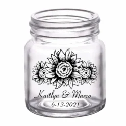Brand new 👍 BarMan CUSTOMIZABLE - 2oz Clear Mini Mason Jar Shot Glass - Sunflower 🥰